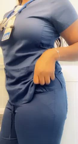 Pulling down my scrubs to show you the ass you’re gonna lick