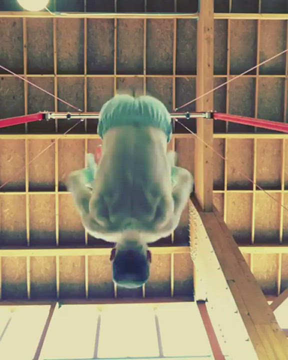Gymnast in Motion from Above