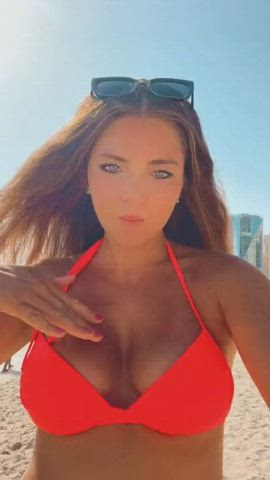 Angel Beach Big Tits Blue Eyes Brunette Katya Clover Lipstick Tanlines Tanned gif