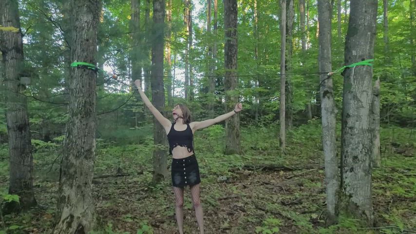 bdsm ball gagged bondage clothed outdoor trans trans woman gif