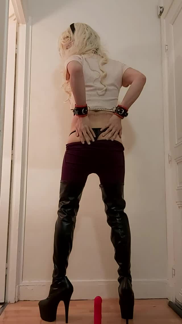high heels sissy thong workout gif