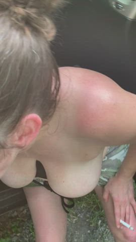 Big Tits Blowjob Car Public gif
