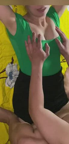 big tits bouncing tits cleavage tank top gif