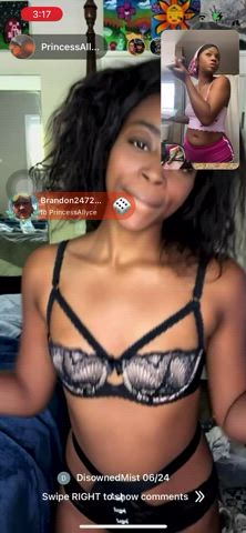 Ebony Flashing Nipples Small Tits gif