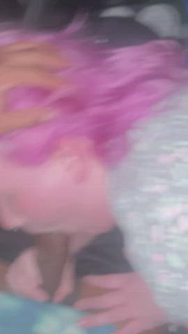 BBC BBW Big Dick Blowjob Car Sex Interracial Public gif