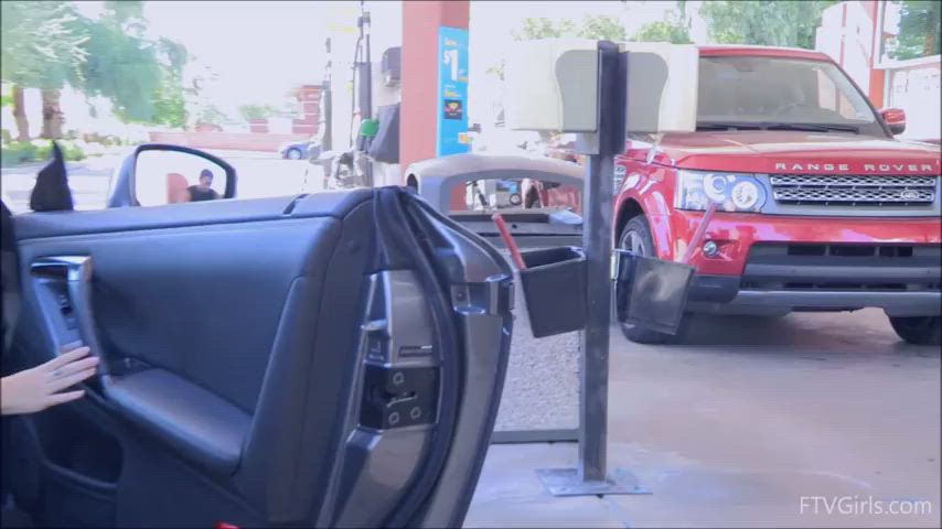 brunette car nudity public stripping tight ass gif