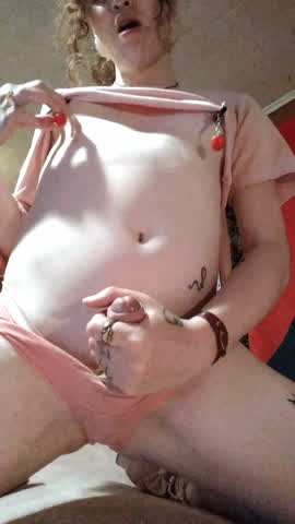 Big Dick Nipple Clamps Redhead Small Tits Trans gif