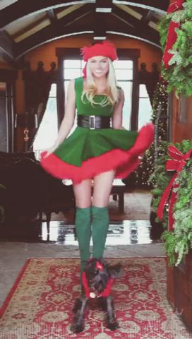 amateur blonde christmas cosplay cute dancing sfw gif