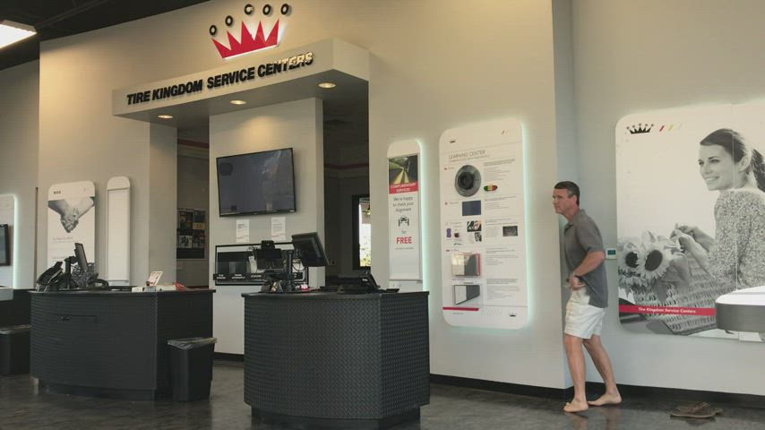 Naked at the tire store