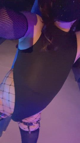 Booty Fishnet Public Sissy gif