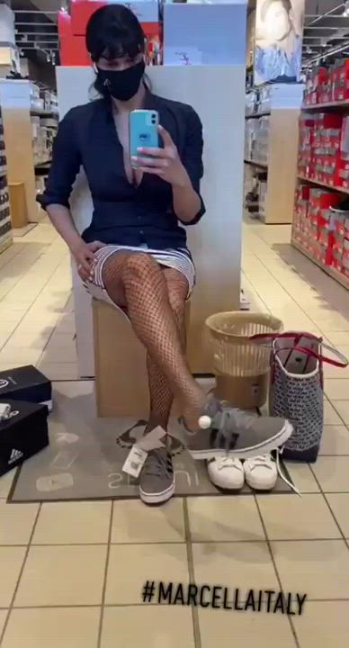 Flashing Italian Public Skirt Spreading Teasing Trans gif
