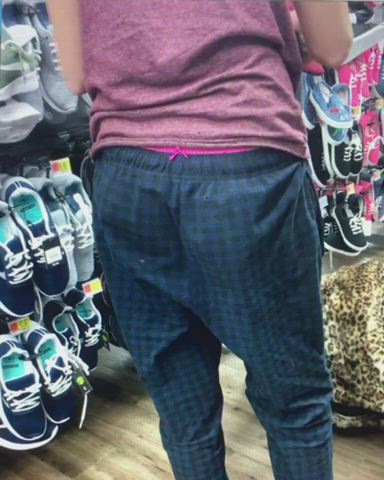 Thong slip in public (in the shoe section at Target) while it's tightly wedgied up