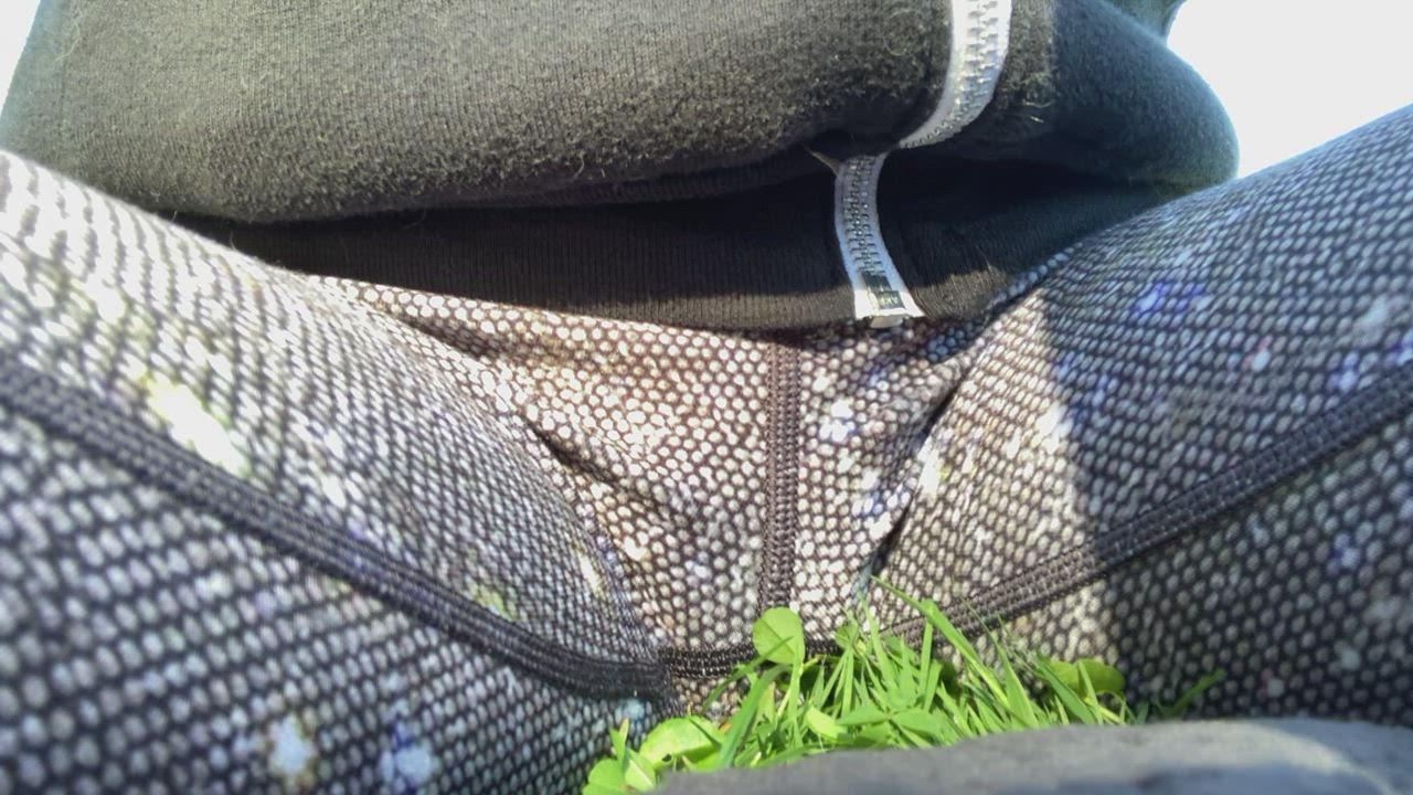 peeing myself in the grass at the park