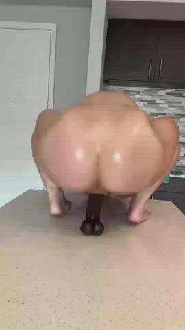 bbc bending over booty brunette dildo orgasms pawg peeing squirting gif