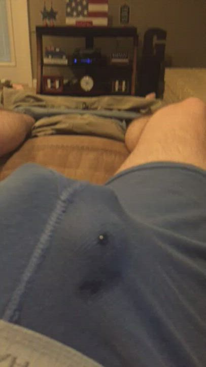 Starting to soak through...got to love precum.