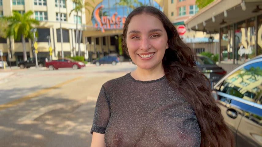 amateur big tits nsfw nancymiami outdoor public gif