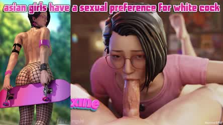 3D Animation Asian BWC Blowjob Caption Feet Glasses Interracial Split Screen Porn