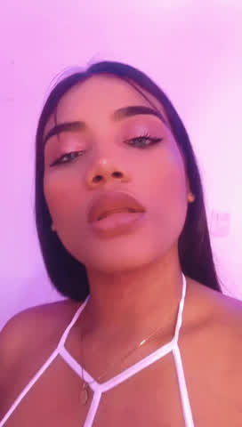 Cute Ebony Eye Contact Latina Lingerie Lips gif