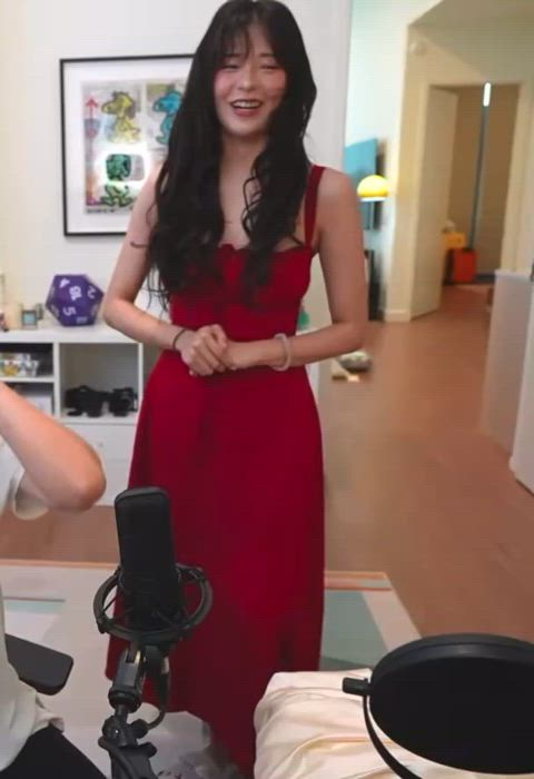 asian babe beautiful dress gamer girl pretty smile gif