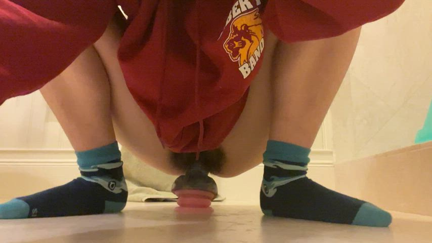 bad dragon bouncing dildo ftm hairy pussy huge dildo male masturbation riding trans