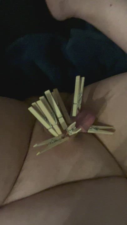 Taking a knotted rope to my clothespinned Cock and Balls. Felt good after I stopped.