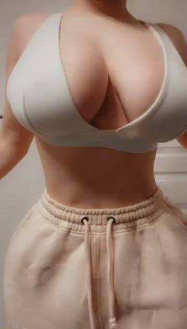 big tits nsfw nails natural tits squeezing gif