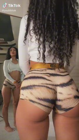 Ass Bouncing Ebony Jiggling Shorts Slapping Spanking TikTok gif