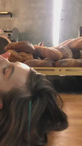 brunette erotic food fetish kitchen petite pubic hair small tits trimmed wet gif