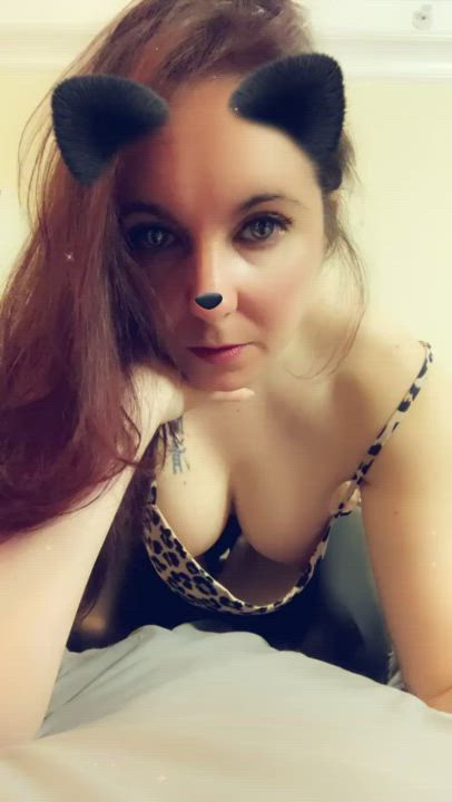 Cleavage Downblouse Green Eyes Lick Long Hair gif