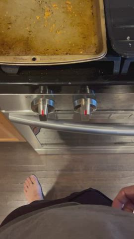 Peeing around the kitchen