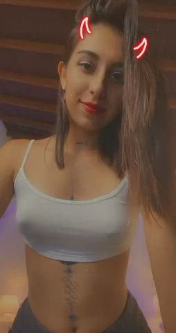 bouncing tits nipple piercing nipples sensual sex tattoo teen tits topless gif