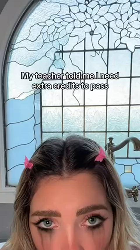 blonde blowjob college pov teacher teen tiktok gif