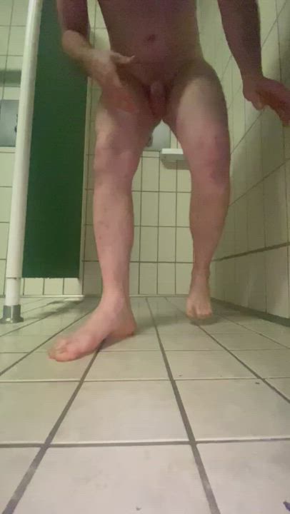 Cock Male Masturbation Masturbating Milking Nude Public Shower Watersports Wet gif