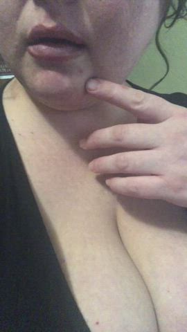 bbw huge tits lick lips shaking tease gif
