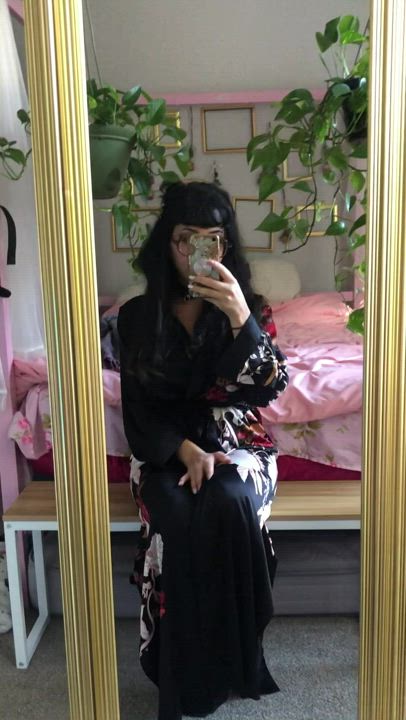 Knee High Socks Robe Striptease gif