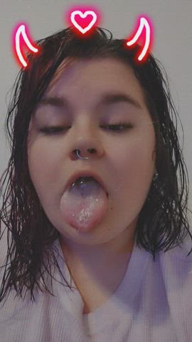 ahegao bbw cute drooling spit gif