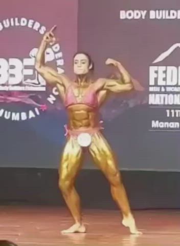 Bodybuilder Muscular Girl Muscular Milf gif