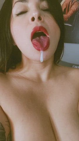 Drooling Latina Saliva Tongue Fetish gif