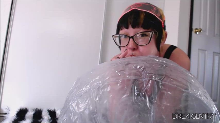 balloons blue eyes breath play glasses goth sexy gif