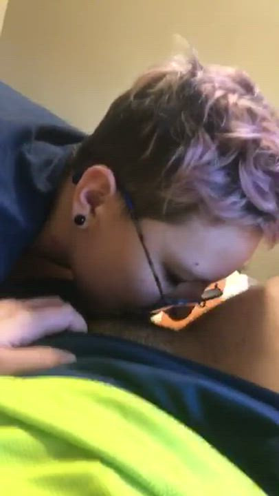 Blowjob Dom FTM Oral Short Hair Trans gif