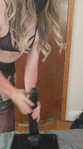 Anal Chastity Dildo Femboy Lingerie Riding Sissy Solo gif