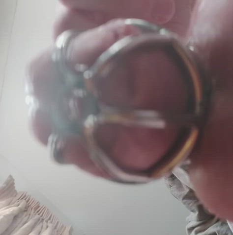 chastity precum sissy gif
