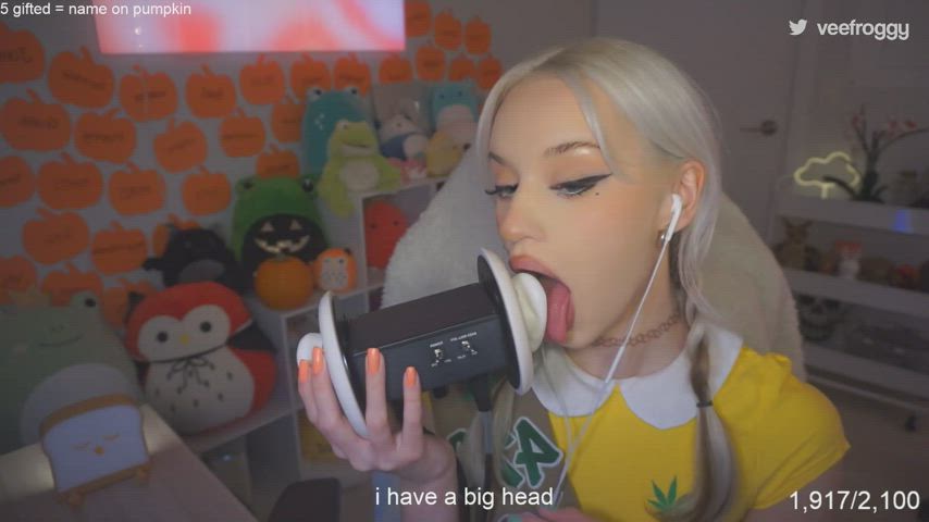 asmr blonde tongue fetish gif