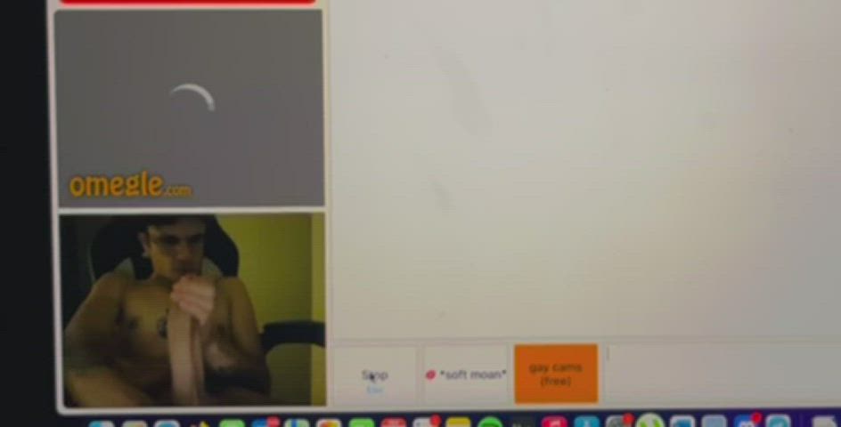 jerking my gigantic cock with a dildo sucking blonde teen with braces