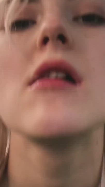 Drooling her cum covered tongue