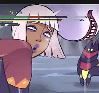 LF Color Source: 1girl, 2d, white hair, purple eyes, purple lips, short hair, Looks