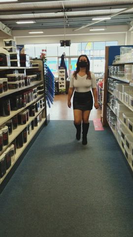 Out shopping braless. Couldn't keep my pokies down.