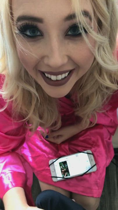 Gorgeous Samantha Rone Blowing Behind the Scenes