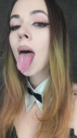 ahegao eye contact tongue fetish gif