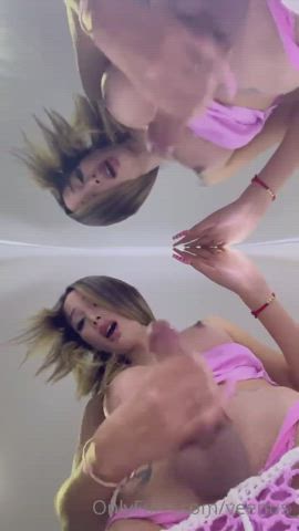 babe close up cum cumshot cute eye contact female pov onlyfans trans gif
